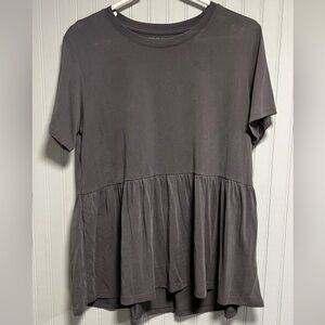 American Eagle AEO Peplum Short Sleeve Tee Grey Women's Small S Cute Everyday